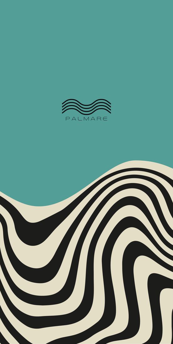 Bolsa de Palmare: la ola del logotipo crece hasta volverse el patron. Dos marcas, dos empaques, un mismo criterio.