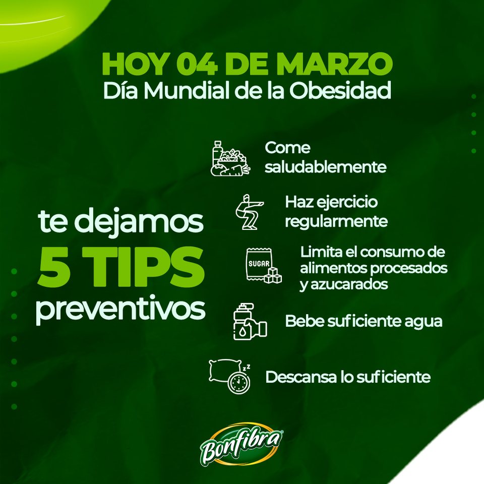 Día mundial de la obesidad, cinco tips preventivos, 4 mar 2023