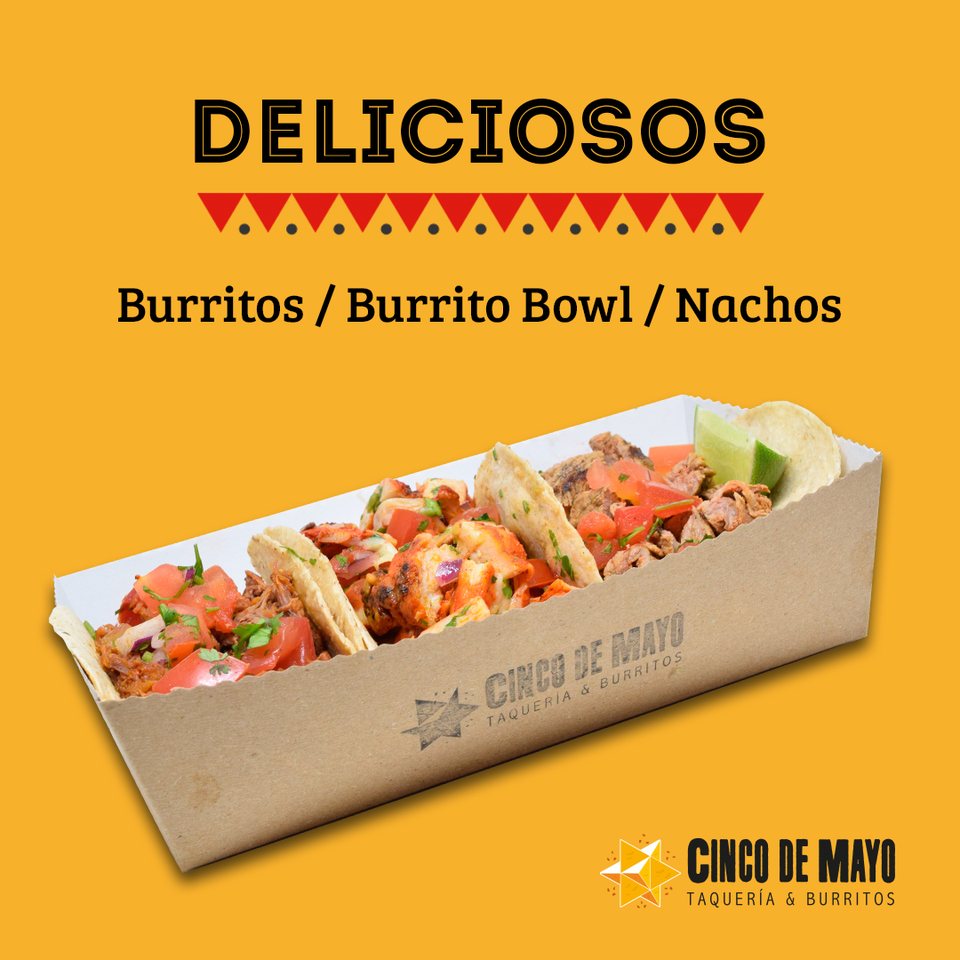 DELICIOSOS: Burritos / Burrito Bowl / Nachos, sobre mostaza, oct 2023