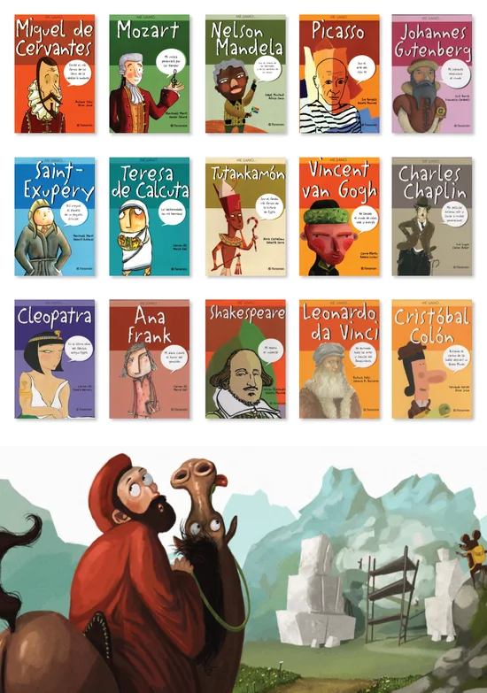 Retícula de portadas de personajes célebres de la colección Me llamo