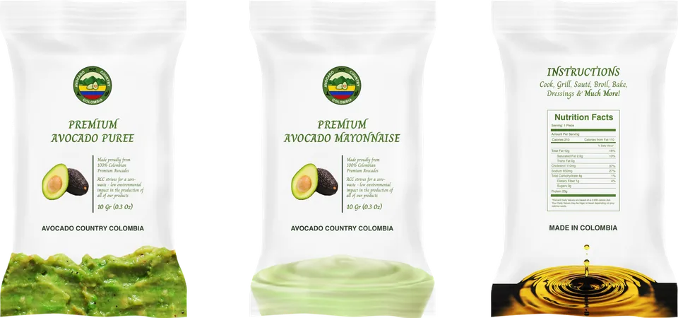 Sobre individual de aceite de aguacate para restaurantes.
