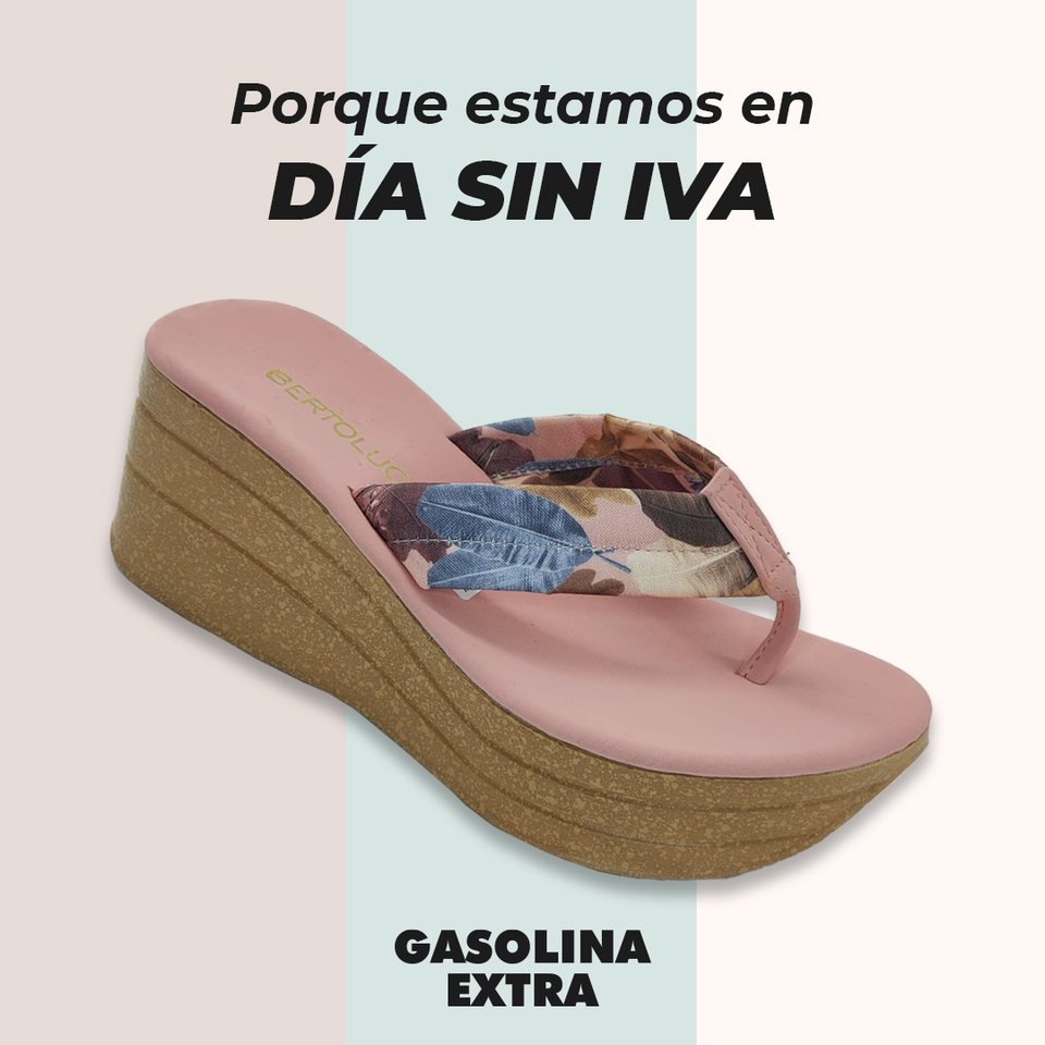 Porque estamos en día sin IVA: sandalia de plataforma sobre bandas rosa y crema