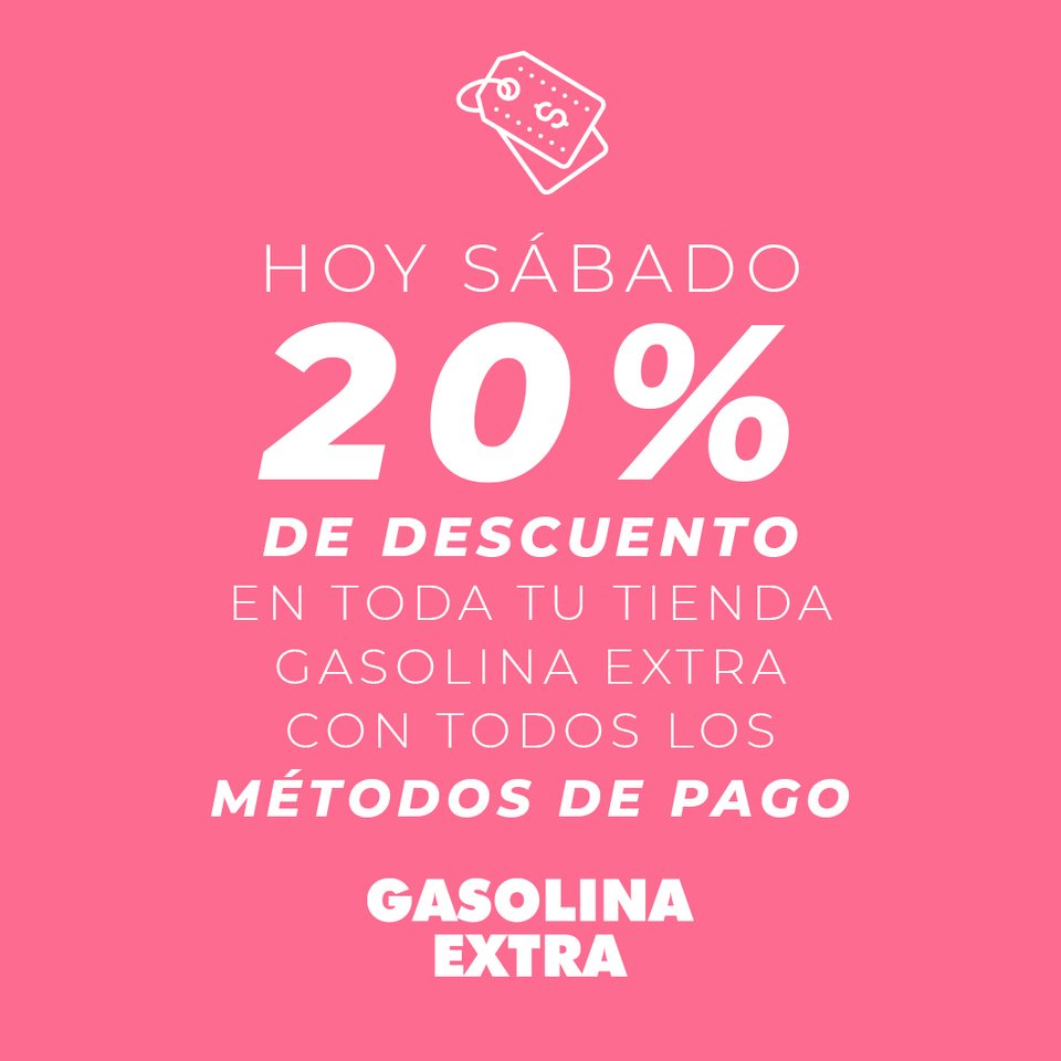 Hoy sábado, 20 por ciento de descuento en toda la tienda con todos los métodos de pago