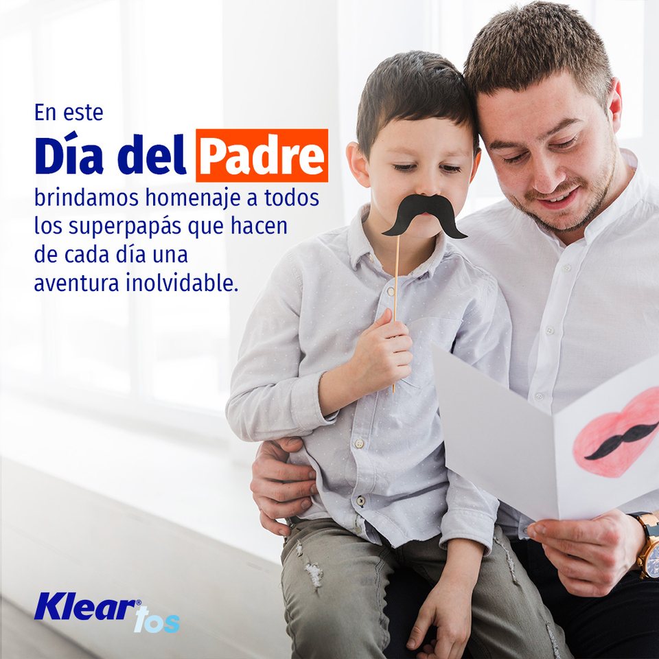 Dia del Padre en los dos formatos: en el cuadrado el texto va a la izquierda del padre y el hijo, y en la story sube a la cabecera