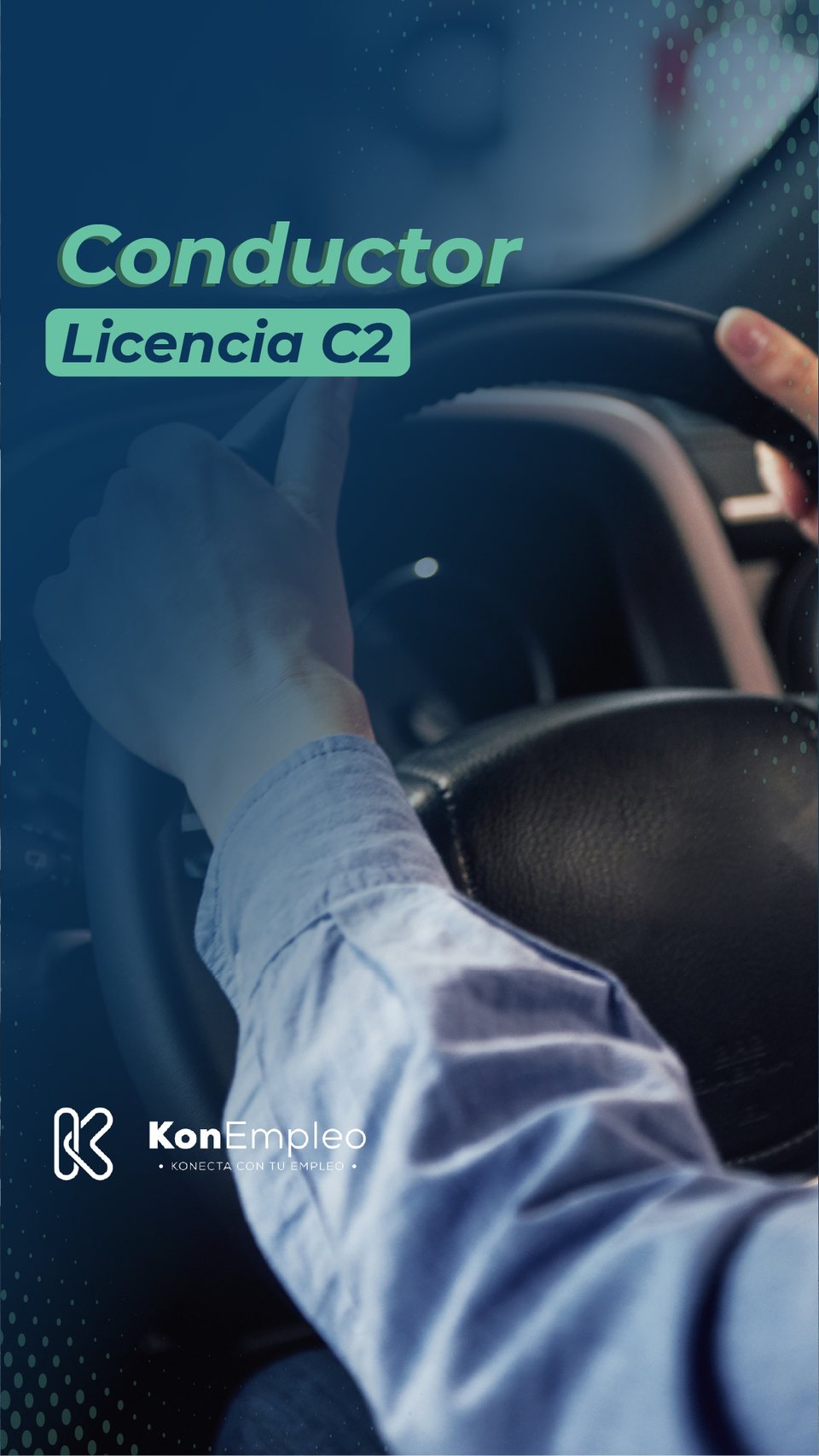 Conductor Licencia C2 · el bloque de texto sube sobre la foto