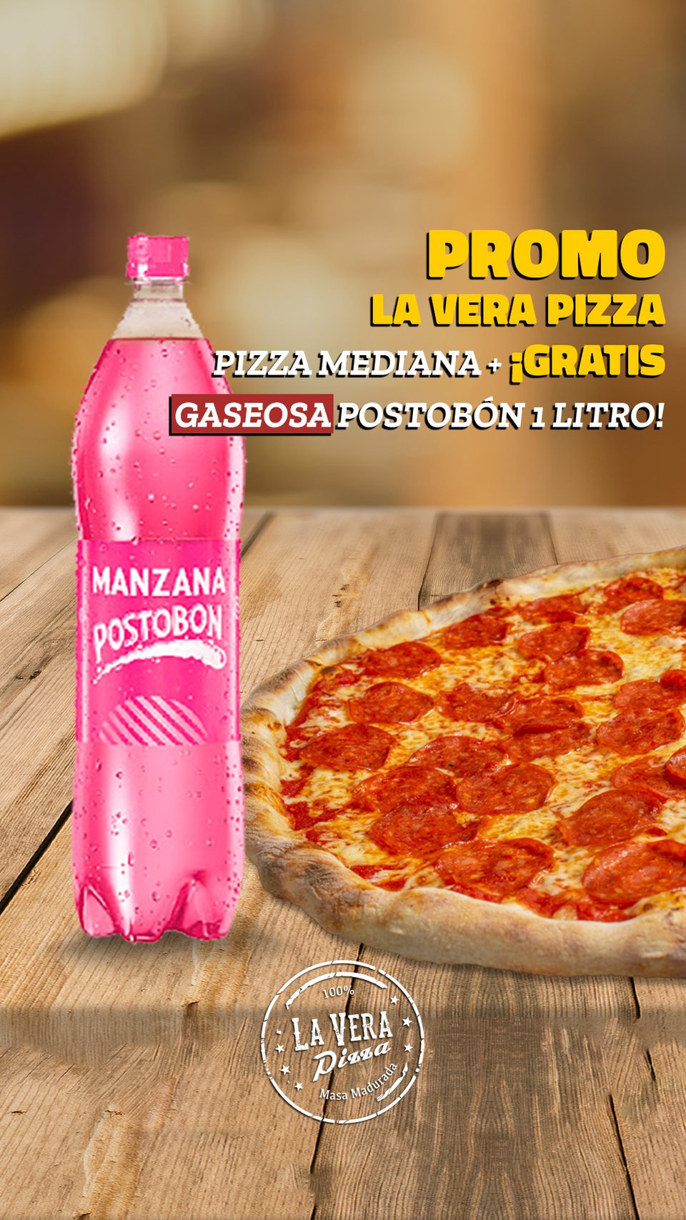 La promo de pizza más gaseosa, en formato de historia