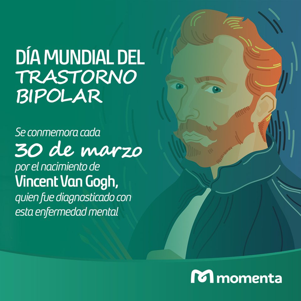 Día Mundial del Trastorno Bipolar, 30 de marzo, con una ilustración de Vincent van Gogh, diagnosticado con la enfermedad